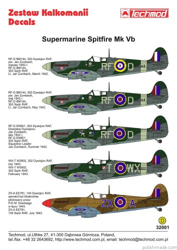 32001 Spitfire Mk VB - pol. dywizjony