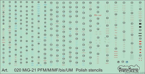 D72020 MiG-21PFM/M/MF/bis/UM Polish stencils