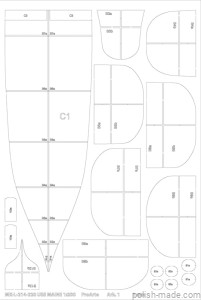 MK-L-214-220' - USS MAINE (ACR-1) 1895-98 wręgi - 1/200