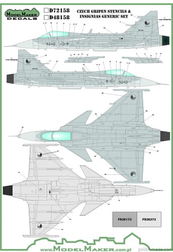 D48158 Czech Gripen Stencils & Insignias generic set