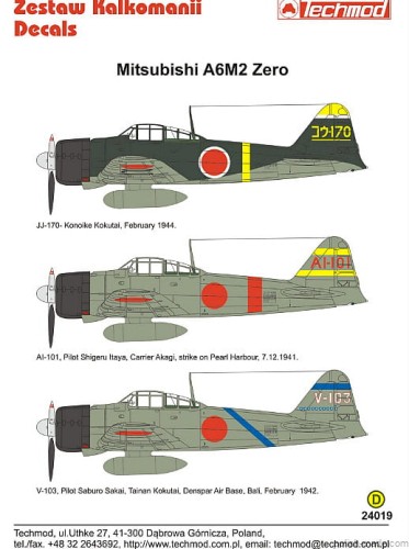 24019 Mitsubishi A6M2 Zero Mod.21 - 1941-43
