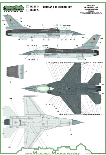 D72174 - Belgian f-16 insignias & stencils-generic set  