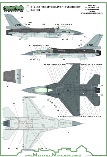 D72163 - Netherlands F-16 Insignia's & stencils Generic set