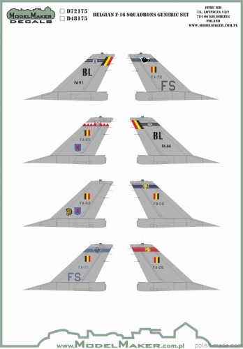 D72175 - Belgian F-16 Squadrons GENERIC SET