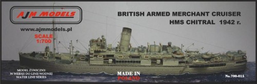 BRITISH ARMED MERCHANT CRUISER HMS CHITRAL 1942r - 1/700