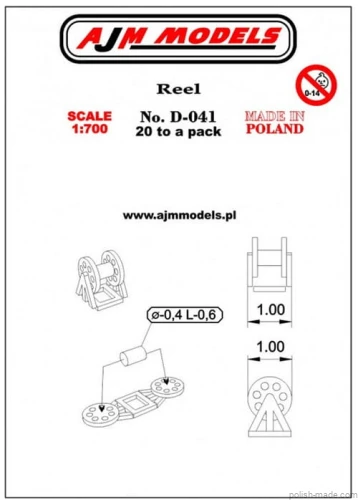 Szpula o wymiarach 1 x 1 mm (20szt.) - D-041 - 1/700
