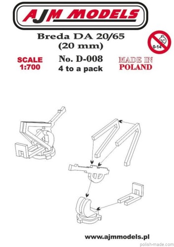BREDA DA 20/65 (20mm) (4 szt)  - 1/700
