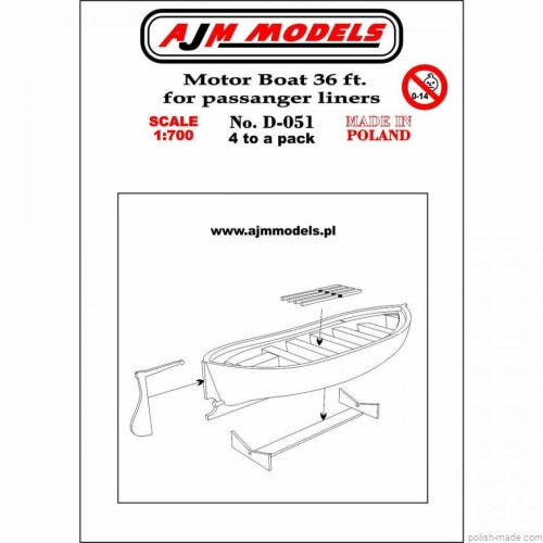 Motorowa łódź 36st. statków pasażerskich (4 szt) - 1/700