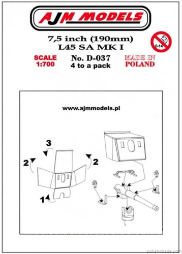 7,5 cala (190 mm) L45 SA MK I (4 szt.) - 1/700