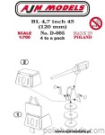 BL 4,7 inch 45 brytyjska armata morska (4 szt.) - 1/700
