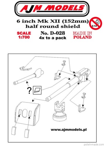 Armata morska 6-cal. Mk XII z półokrągłą osłoną (4 szt.) - 1/700