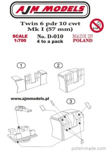 Podwójna armata 6 funtów 10 cwt Mk I  (4 szt.) - 1/700