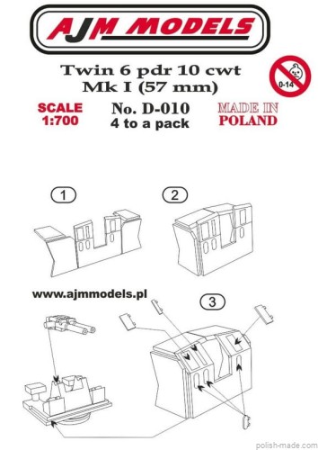 Podwójna armata 6 funtów 10 cwt Mk I  (4 szt.) - 1/700