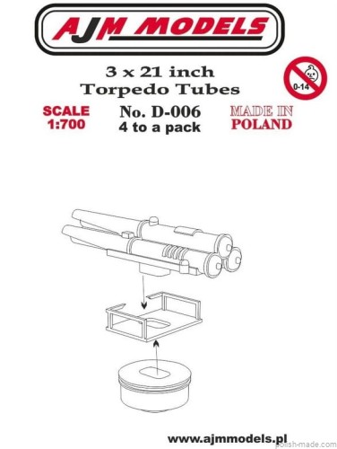 Wyrzutnie torpedowe 3x21 cala (4 szt) - 1/700