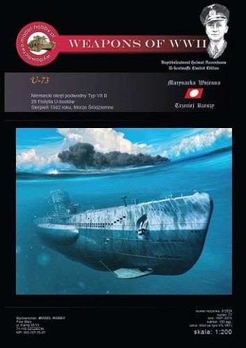 U-boot Typ VIIB - (U-73 Helmut Rosenbaum) + wręgi - 77 - 1/200