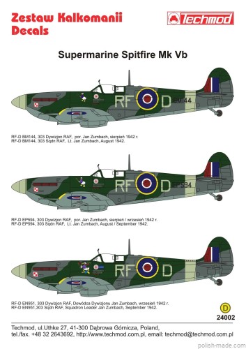 24002 Spitfire Mk VB - samoloty Jana Zumbacha 1942
