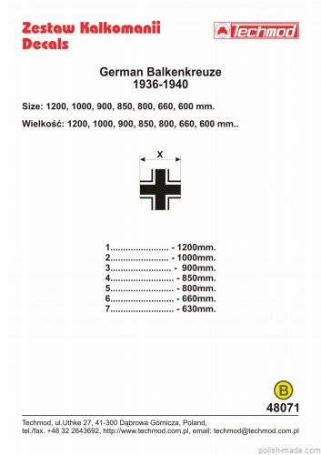 48071 Niemieckie krzyże Luftwaffe 'Balkenkreuze' 1936-40r. - 1/48 