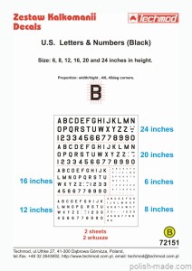 72151 Litery i numery lot.amerykańskiego - Czarne -  1/72