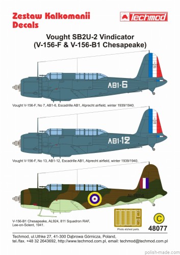 48077 Vought SB2U-2 Vindicator (V-156-F & V-156-B1 Chesapeake)