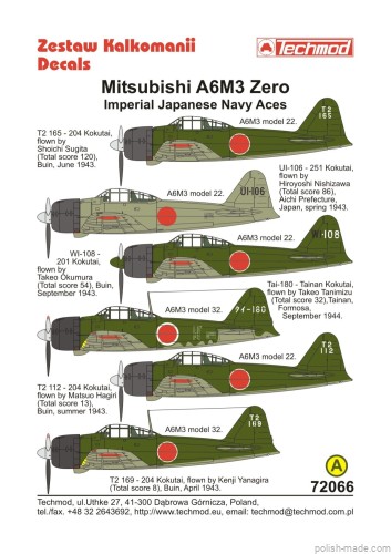 72066 Mitsubishi A6M3 Zero Imperial Japanese Navy Aces