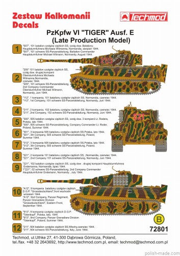 72801 PzKpfw VI "TIGER" Ausf. E (Late production model) - 1/72