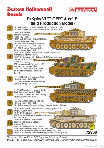 72806 PzKpfw VI "TIGER" Ausf. E (Mid production model) - 1/72