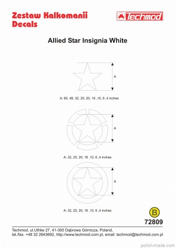 72809 Allied Star Insignia White - 1/72
