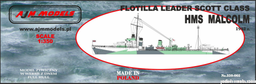 FLOTILLA LEADER SCOTT CLASS  'HMS MALCLOM' 1942r - 1/350