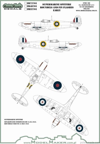 IM72701 Supermarine Spitfire Roundels And Fin Flashes - Late