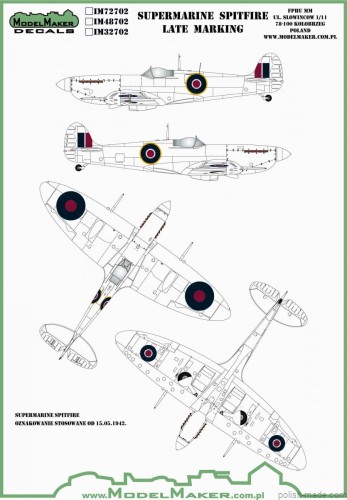 IM48702 Supermarine Spitfire Roundels And Fin Flashes - Late