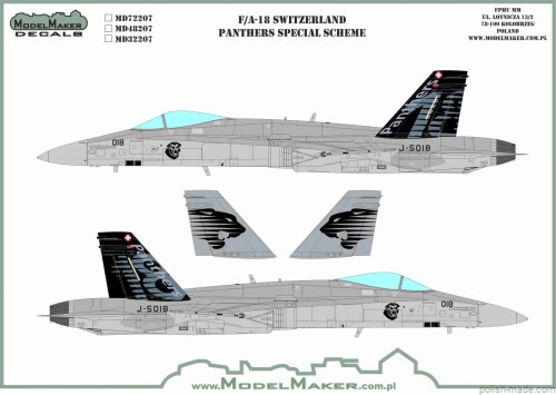 MD72207 - F/A-18 Szwajcaria - Panthers Special Scheme - Zestaw masek i kalk