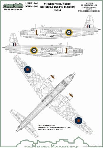 IM48706 Vickers Wellington - Roundels and Fin Flashes - Early