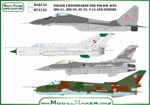 D48135 Polskie szachownice dla polskich odrzutowców: MiG-21, MiG-29, Su-22, F-16 i innych