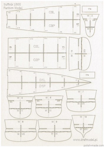 FM-08 ' HMS 'SUFFOLK'  wręgi wycinane laserowo - 1/300
