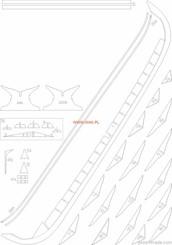 Gokstadskipet - szkielet laser - 1/72