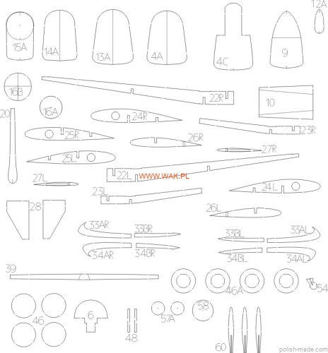Nr 261/191 - Caudron 714C1- szkielet laser - 1/33
