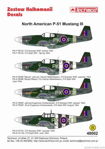 48002 P-51 Mustang III - 315 dyw. RAF (polski)