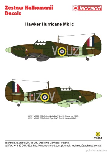 24004 Hawker Hurricane Mk I - 306 Dyw. polski - 1940