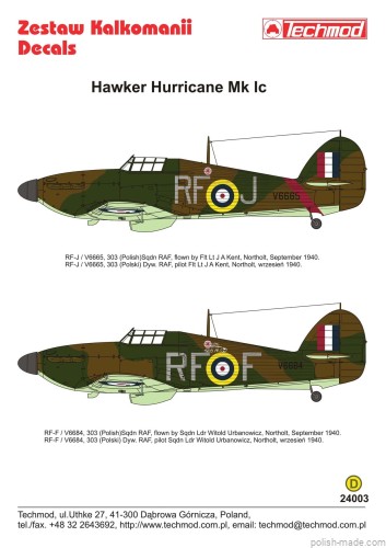 24003 Hawker Hurricane Mk I - 303 Dyw. polski - 1940
