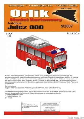 JELCZ 080 straż poż. stanowisko dow. - A010 - 1/43
