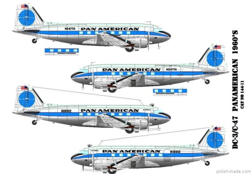 K - DC-3/C-47 PAN AMERICAN 1960'S - 1/144