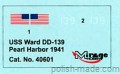 USS 'WARD' DD-139  'Pearl Harbor 41' - 1/400