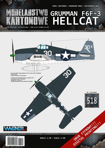 MK-518 - Grumman F6F-3 HELLCAT - 1/50 model kartonowy