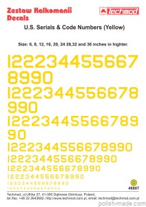 48807 num.kodowe i seryjne lot.amerykańskiego - żółte