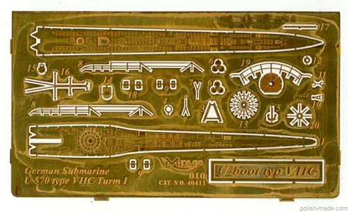 1/400 okręt podwodny Typ VIIC Turm I - blacha fototrawiona
