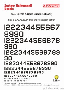 72110 numery kodowe i seryjne lot.amer.  - czarne