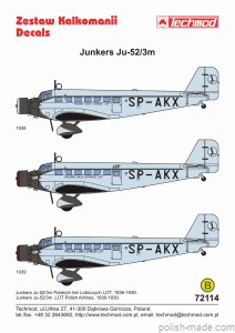 72114  JUNKERS Ju-52/3m - LOT 1936-39