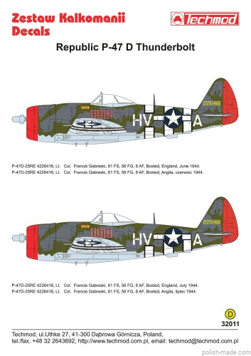 32011 Republic P-47 D Thunderbolt - samolot Francisa Gabreskiego