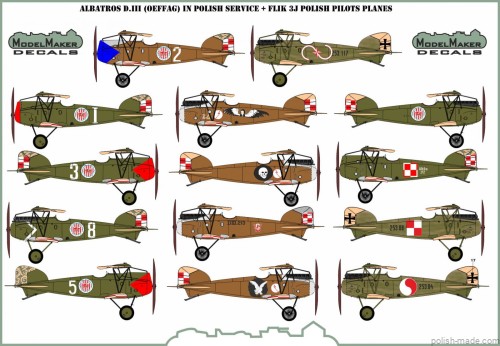 D72100 Albatros DIII (OEF) in Polish Service + Flik 3J Polish pilots planes