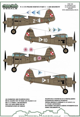 D72121 PZL P.11 in POLISH SERVICE part 1 - 1 AIR REGIMENT 